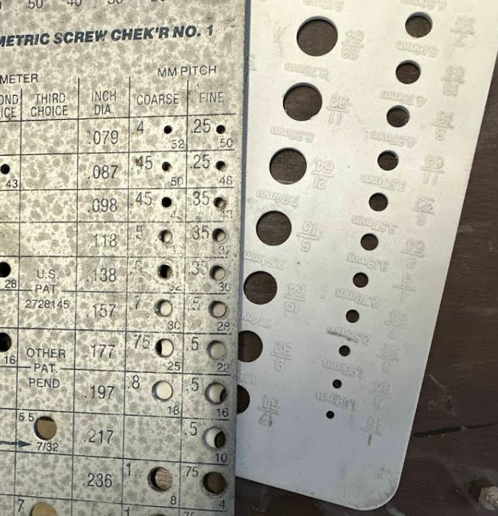 Screw size and thread matcher